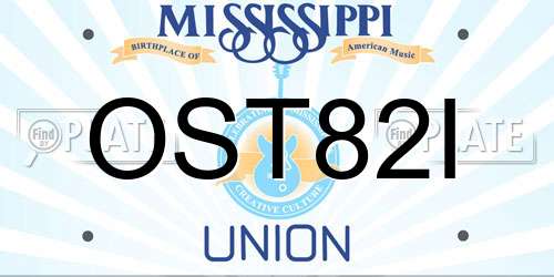 OST82I Mississippi License Plate