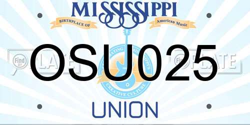 OSU025 Mississippi License Plate