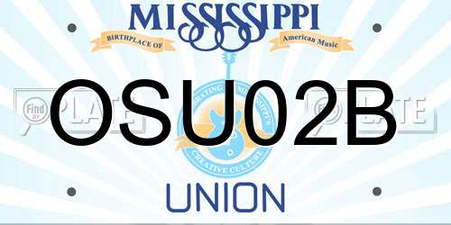 OSU02B Mississippi License Plate