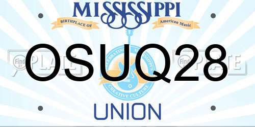 OSUQ28 Mississippi License Plate