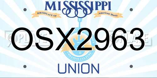 OSX2963 Mississippi License Plate