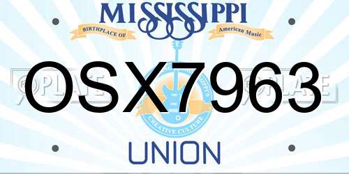 OSX7963 Mississippi License Plate