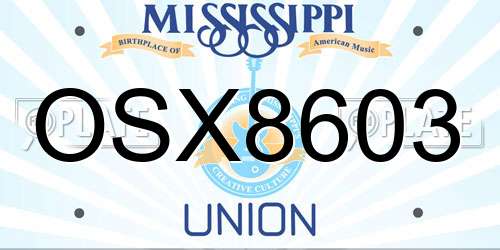 OSX8603 Mississippi License Plate