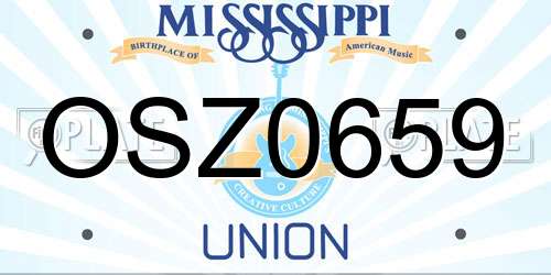OSZ0659 Mississippi License Plate