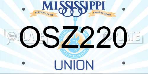 OSZ220 Mississippi License Plate