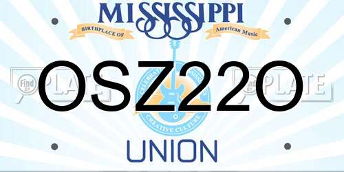 OSZ22O Mississippi License Plate