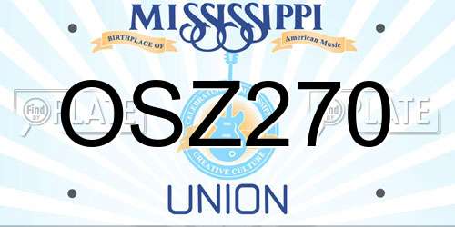 OSZ270 Mississippi License Plate