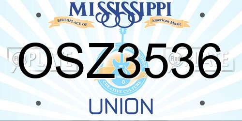 OSZ3536 Mississippi License Plate
