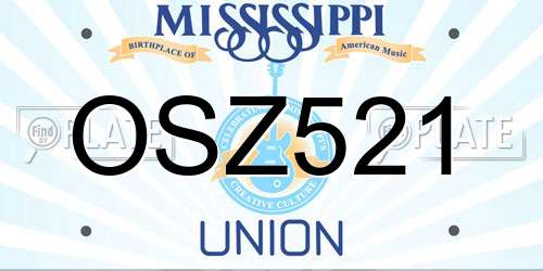 OSZ521 Mississippi License Plate