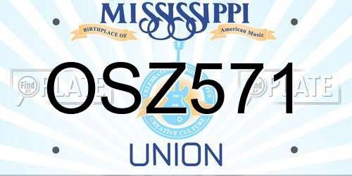 OSZ571 Mississippi License Plate