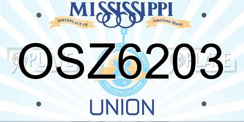 OSZ6203 Mississippi License Plate