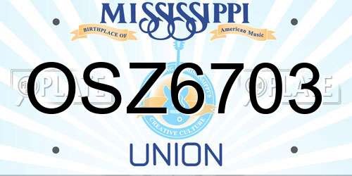 OSZ6703 Mississippi License Plate