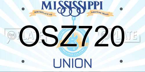 OSZ720 Mississippi License Plate