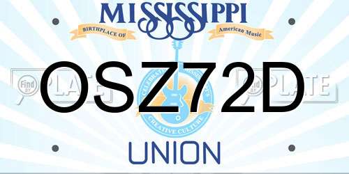 OSZ72D Mississippi License Plate