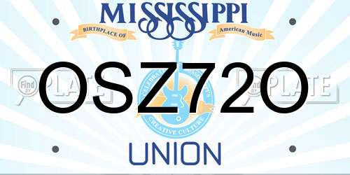 OSZ72O Mississippi License Plate