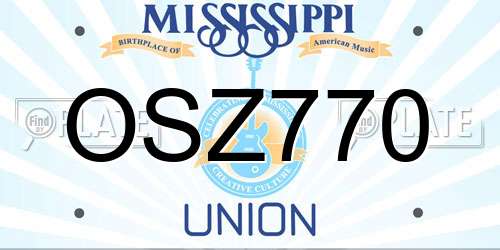 OSZ770 Mississippi License Plate