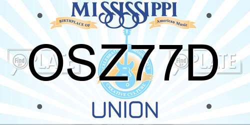 OSZ77D Mississippi License Plate