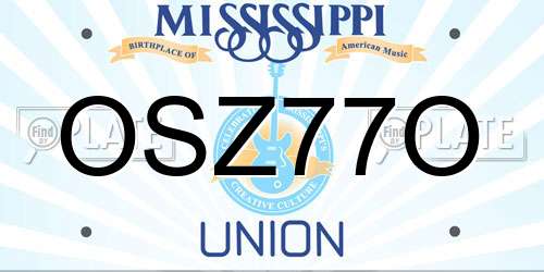 OSZ77O Mississippi License Plate