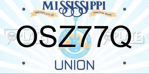 OSZ77Q Mississippi License Plate