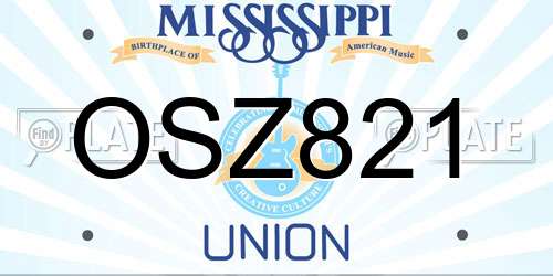 OSZ821 Mississippi License Plate