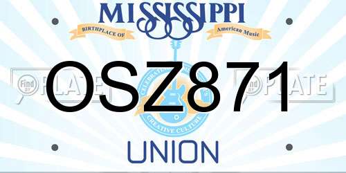 OSZ871 Mississippi License Plate