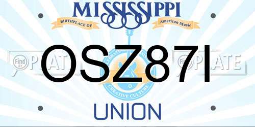 OSZ87I Mississippi License Plate