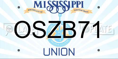 OSZB71 Mississippi License Plate