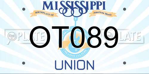OT089 Mississippi License Plate