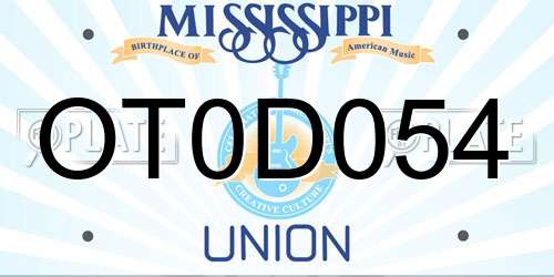 OT0D054 Mississippi License Plate