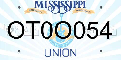 OT0O054 Mississippi License Plate