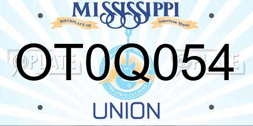 OT0Q054 Mississippi License Plate
