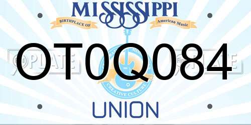 OT0Q084 Mississippi License Plate