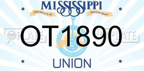 OT1890 Mississippi License Plate