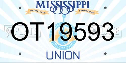 OT19593 Mississippi License Plate