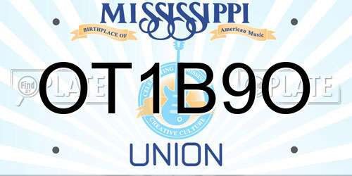 OT1B9O Mississippi License Plate