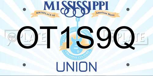 OT1S9Q Mississippi License Plate