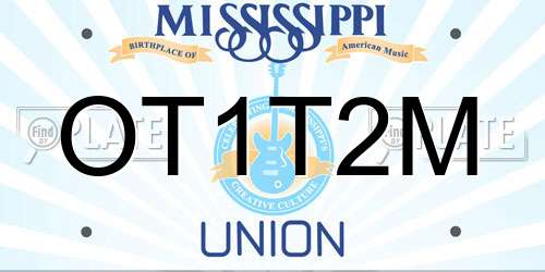 OT1T2M Mississippi License Plate