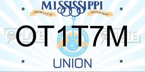 OT1T7M Mississippi License Plate