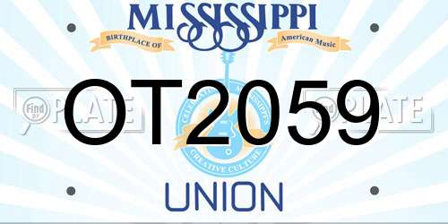 OT2059 Mississippi License Plate