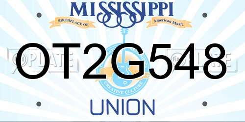 OT2G548 Mississippi License Plate