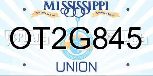 OT2G845 Mississippi License Plate