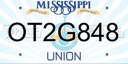 OT2G848 Mississippi License Plate