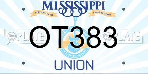 OT383 Mississippi License Plate