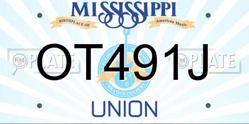 OT491J Mississippi License Plate