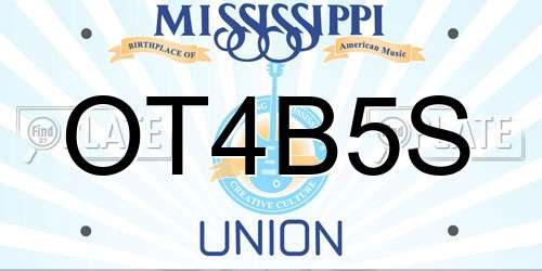 OT4B5S Mississippi License Plate