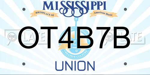 OT4B7B Mississippi License Plate