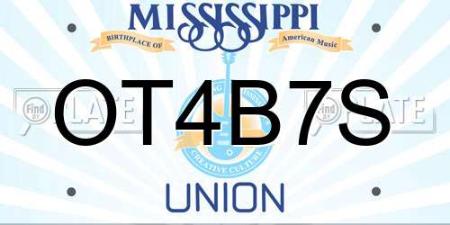 OT4B7S Mississippi License Plate