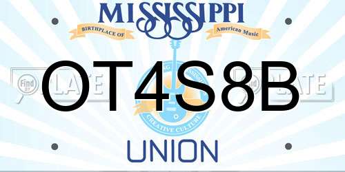 OT4S8B Mississippi License Plate