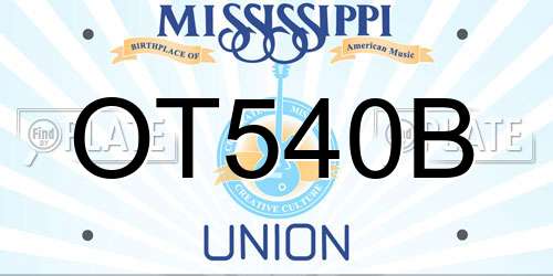 OT540B Mississippi License Plate