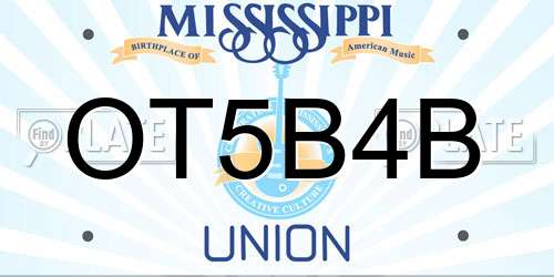 OT5B4B Mississippi License Plate